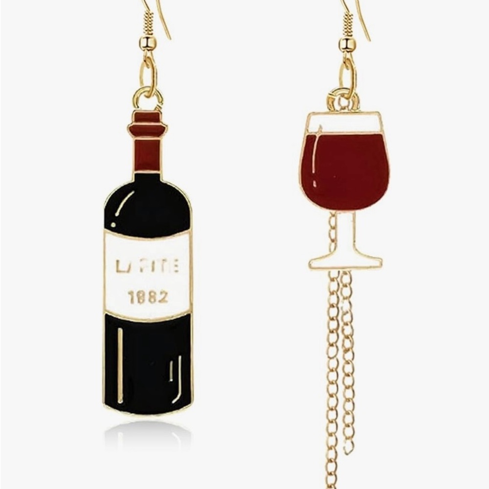 NEW Wine Bottle and Glass Earrings